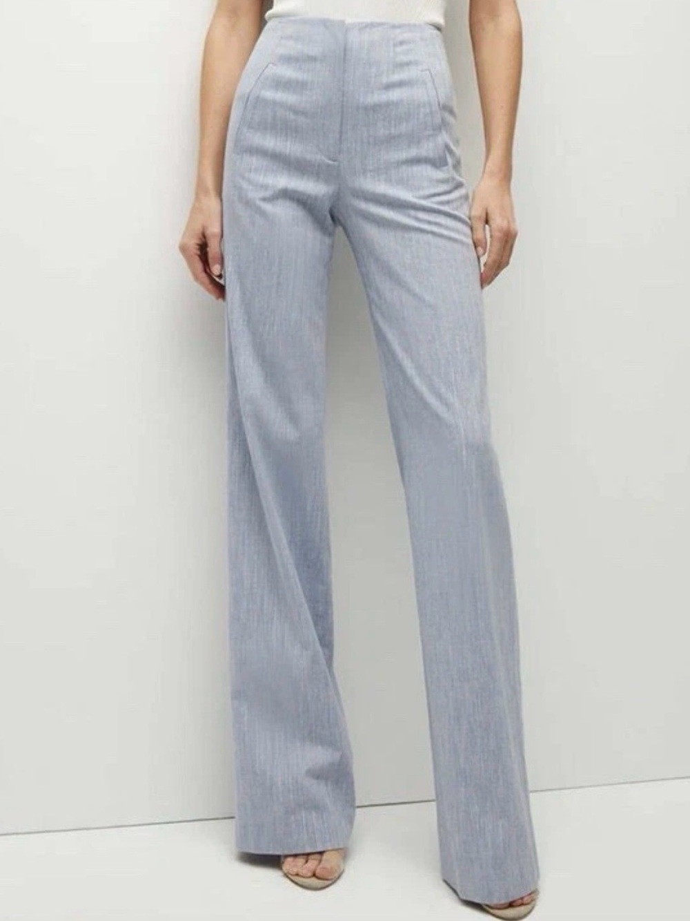 VERONICA BEARD Blue Oasis Metallic Pinstripe Jude Pant Size 4